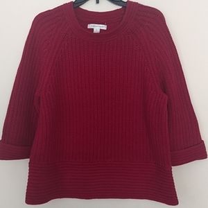 Sweater, red knit, 3/4 sleeves